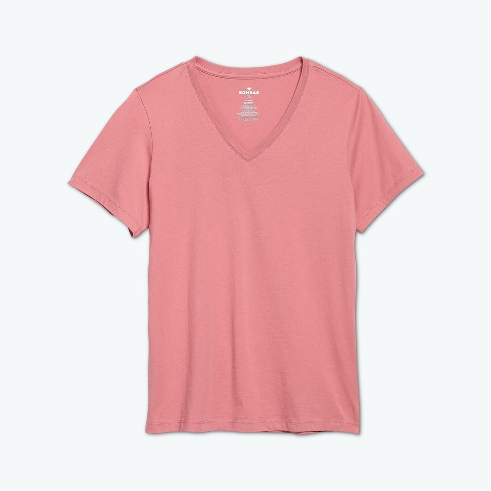 Bombas Bee Better T-shirt Pima‎ Cotton V-Neck Women's Size Small Rose Pink NEW